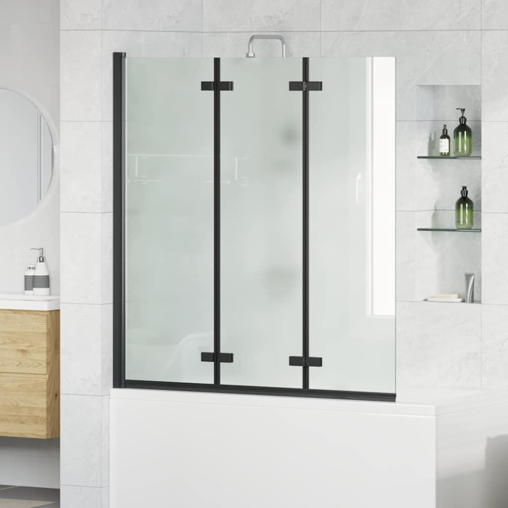Produktbild för Duschavskärmning Svart 130 x 138 cm ESG-glas och aluminium