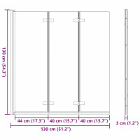 Produktbild för Duschavskärmning Svart 130 x 138 cm ESG-glas och aluminium