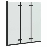 Produktbild för Duschavskärmning Svart 130 x 138 cm ESG-glas och aluminium