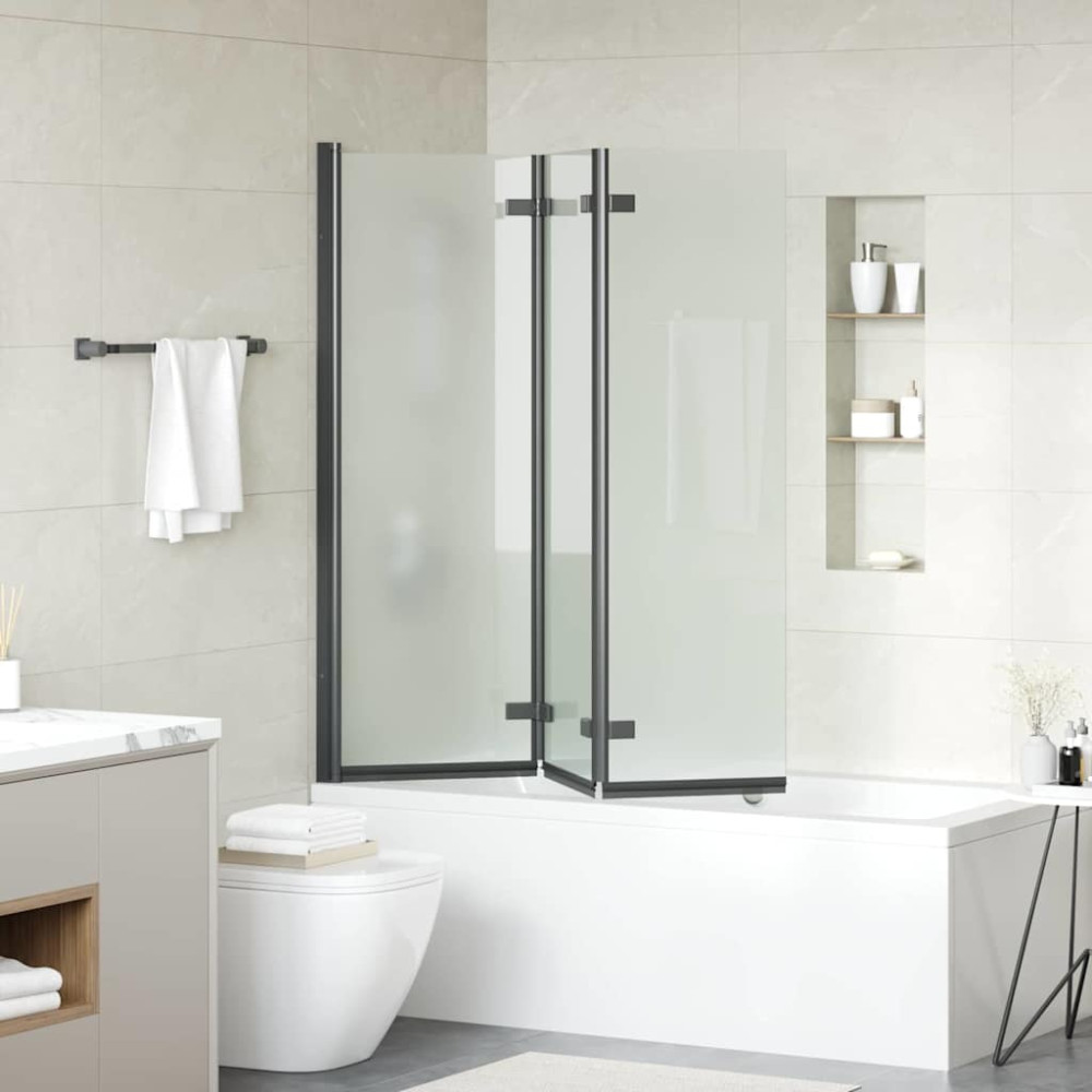Produktbild för Duschavskärmning Svart 130 x 138 cm ESG-glas och aluminium