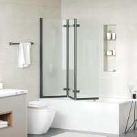 Produktbild för Duschavskärmning Svart 130 x 138 cm ESG-glas och aluminium
