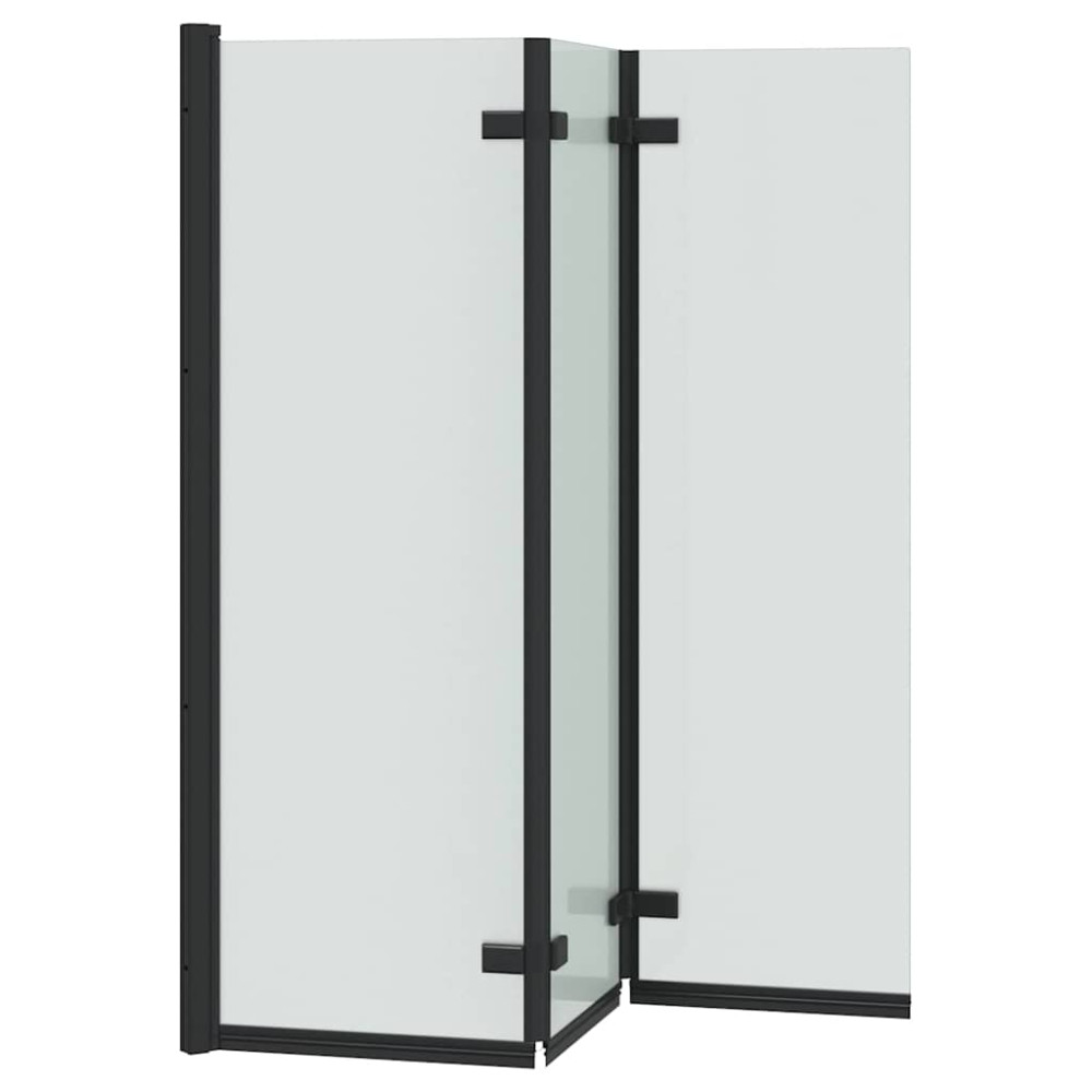 Produktbild för Duschavskärmning Svart 130 x 138 cm ESG-glas och aluminium