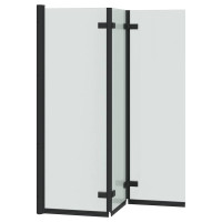 Produktbild för Duschavskärmning Svart 130 x 138 cm ESG-glas och aluminium