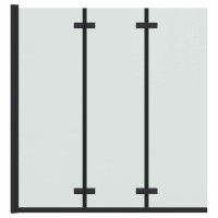 Produktbild för Duschavskärmning Svart 130 x 138 cm ESG-glas och aluminium