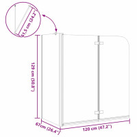 Produktbild för Duschavskärmning Svart 120 x 68 x 130 cm ESG-glas och aluminium