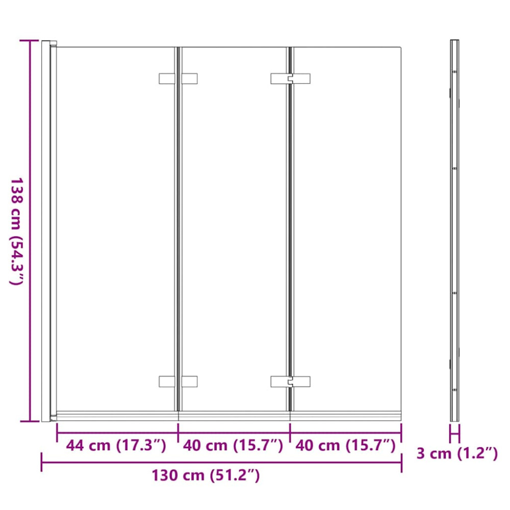 Produktbild för Duschavskärmning Svart 130 x 138 cm ESG-glas och aluminium
