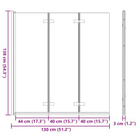 Produktbild för Duschavskärmning Svart 130 x 138 cm ESG-glas och aluminium