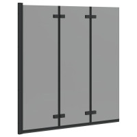 Produktbild för Duschavskärmning Svart 130 x 138 cm ESG-glas och aluminium