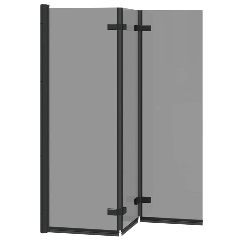 Produktbild för Duschavskärmning Svart 130 x 138 cm ESG-glas och aluminium