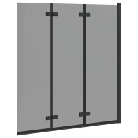 Produktbild för Duschavskärmning Svart 130 x 138 cm ESG-glas och aluminium