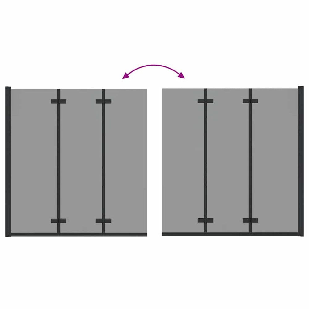 Produktbild för Duschavskärmning Svart 130 x 138 cm ESG-glas och aluminium