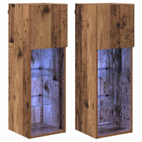 Produktbild för Väggmonterade TV-skåp 2 pcs Gammalt trä 30,5 x 30 x 90 cm