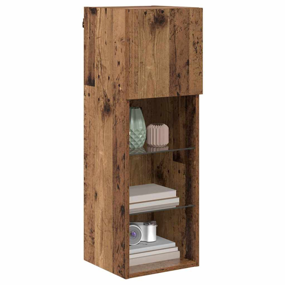 Produktbild för Väggmonterade TV-skåp 2 pcs Gammalt trä 30,5 x 30 x 90 cm