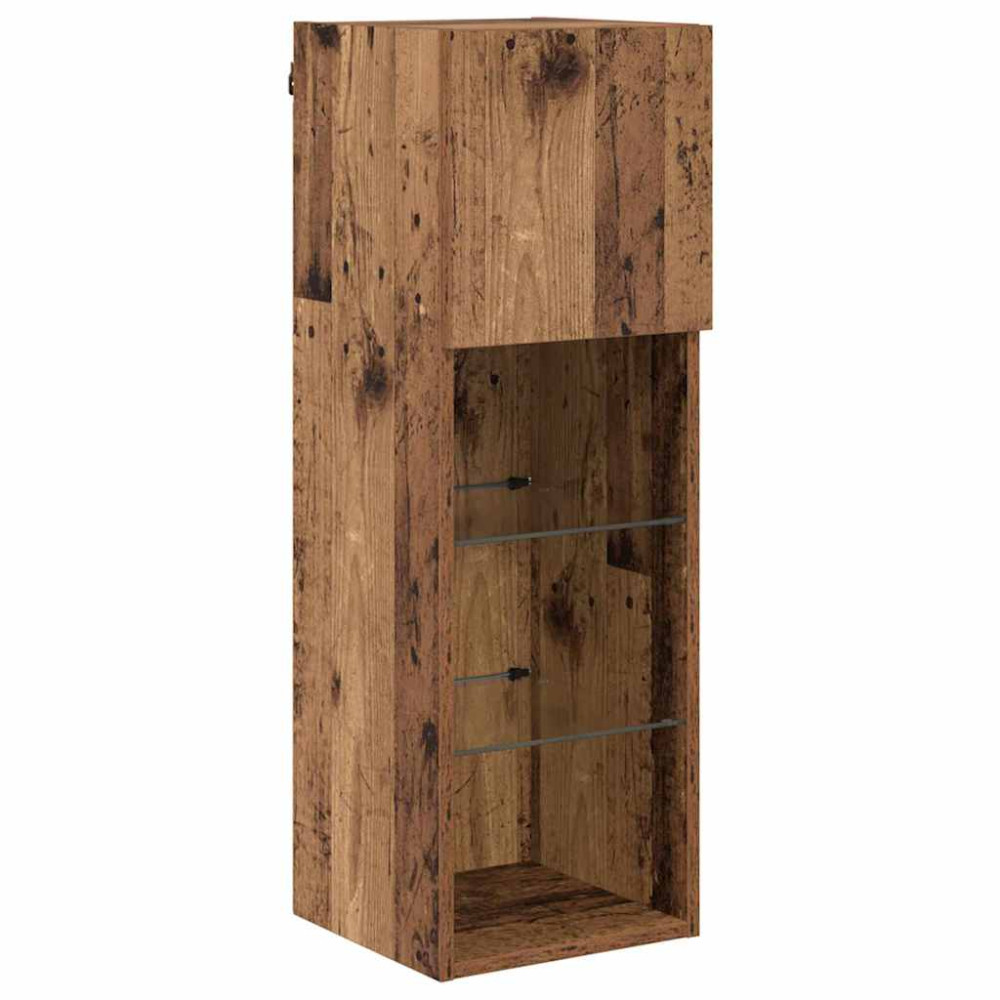 Produktbild för Väggmonterade TV-skåp 2 pcs Gammalt trä 30,5 x 30 x 90 cm