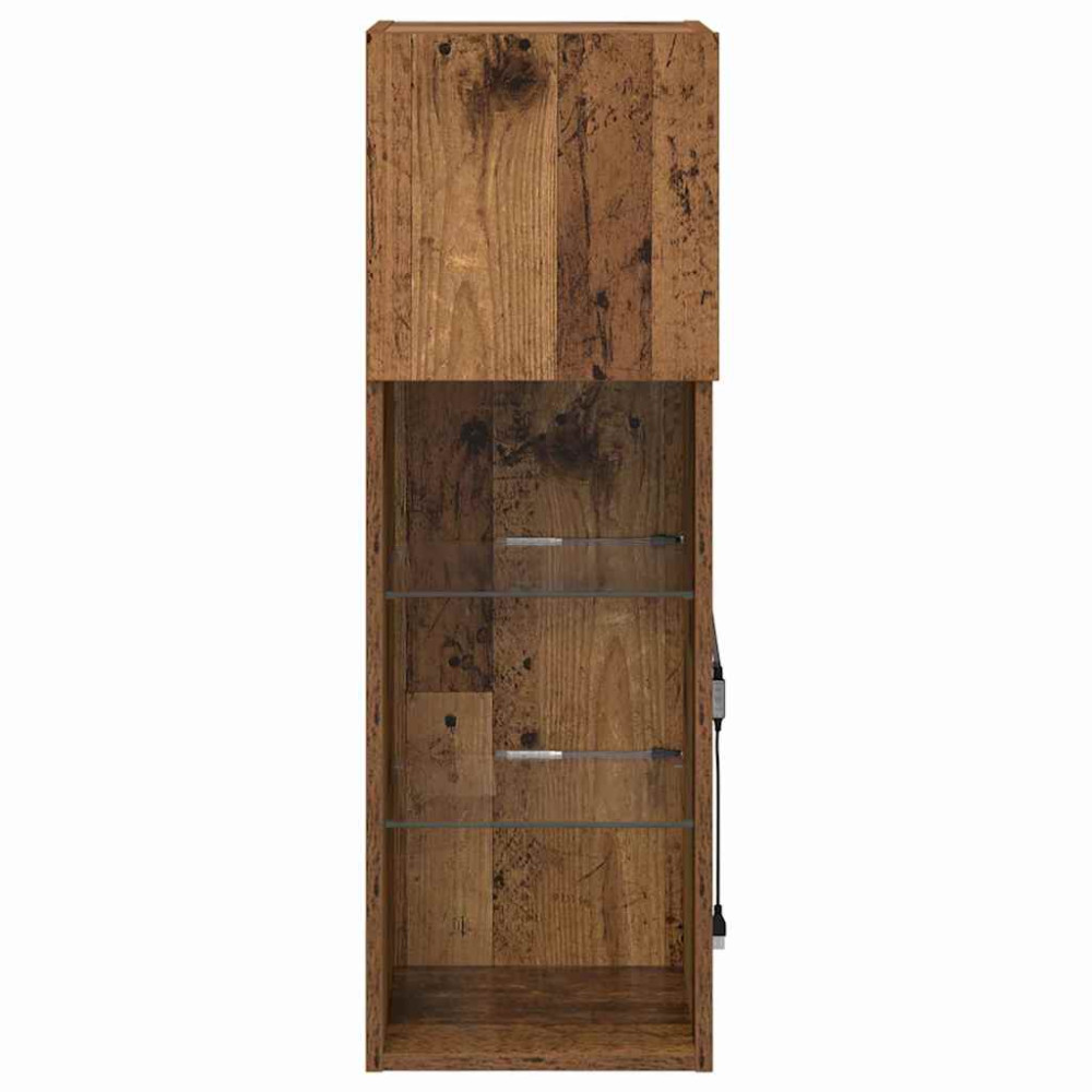 Produktbild för Väggmonterade TV-skåp 2 pcs Gammalt trä 30,5 x 30 x 90 cm