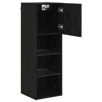 Produktbild för Väggmonterade TV-skåp med LED 2 pcs Svart Ek 30,5 x 30 x 90 cm