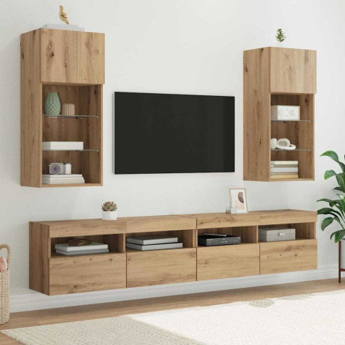 vidaXL Väggmonterade TV-skåp 2 pcs Artisan Ek 40,5 x 30 x 90 cm