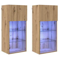 Produktbild för Väggmonterade TV-skåp 2 pcs Artisan Ek 40,5 x 30 x 90 cm