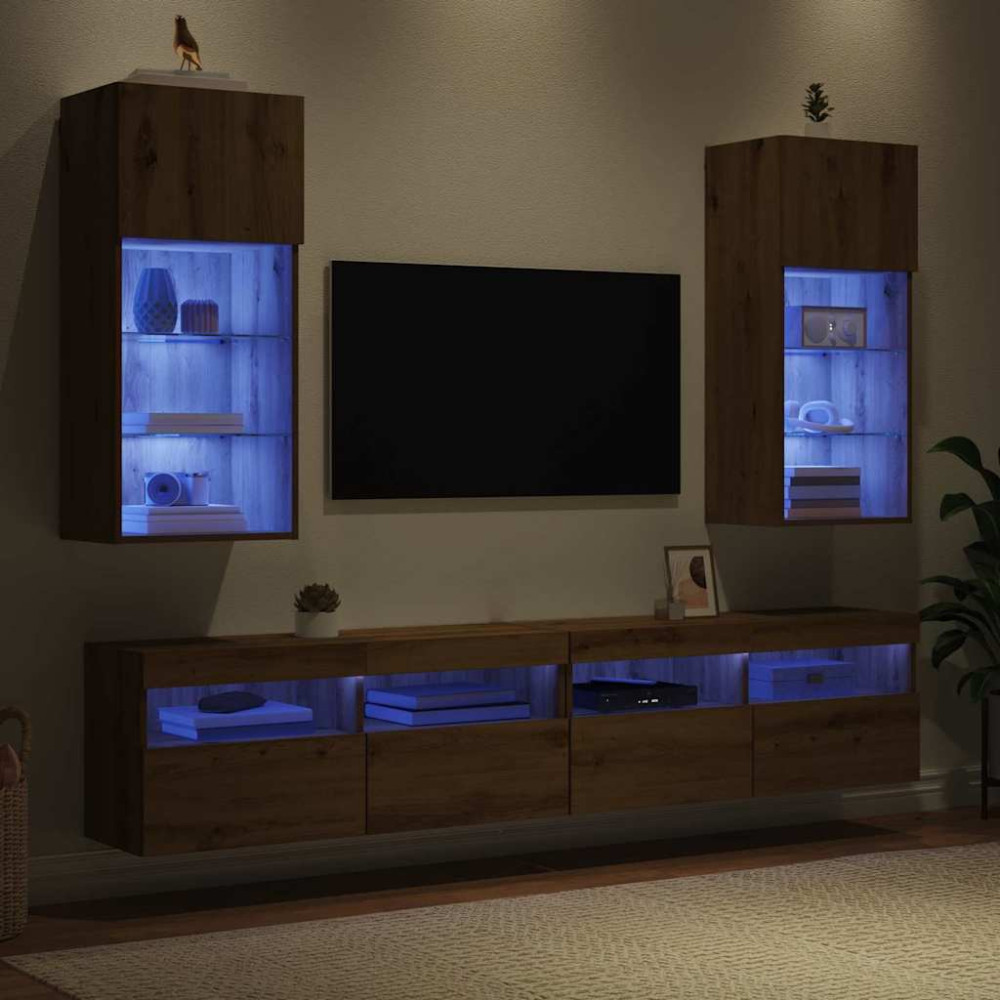 Produktbild för Väggmonterade TV-skåp 2 pcs Artisan Ek 40,5 x 30 x 90 cm