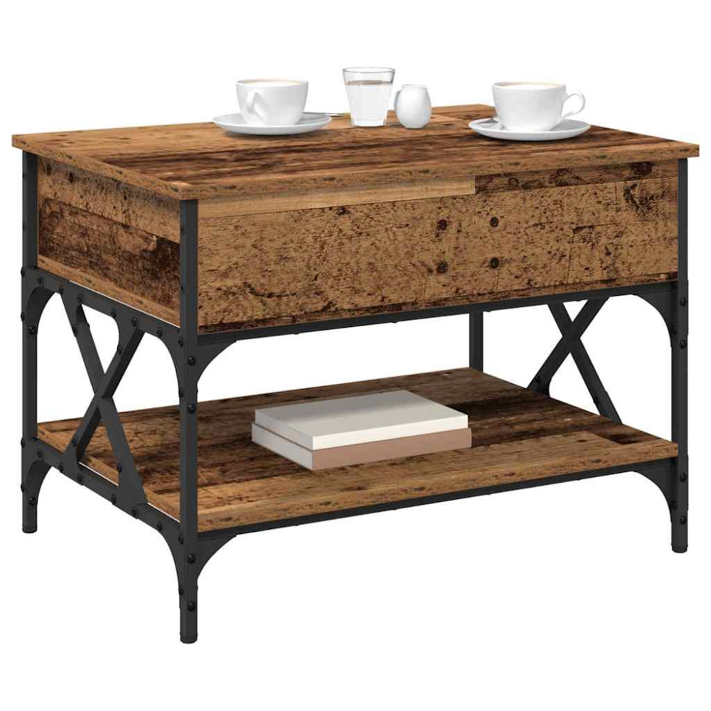 Produktbild för Kaffeebord Gammalt trä 70x50x50cm Konstruerat trä