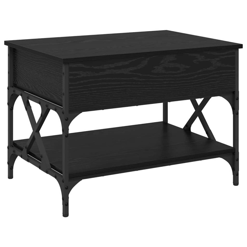 Produktbild för Kaffeebord Svart Ek 70x50x50cm Konstruerat trä