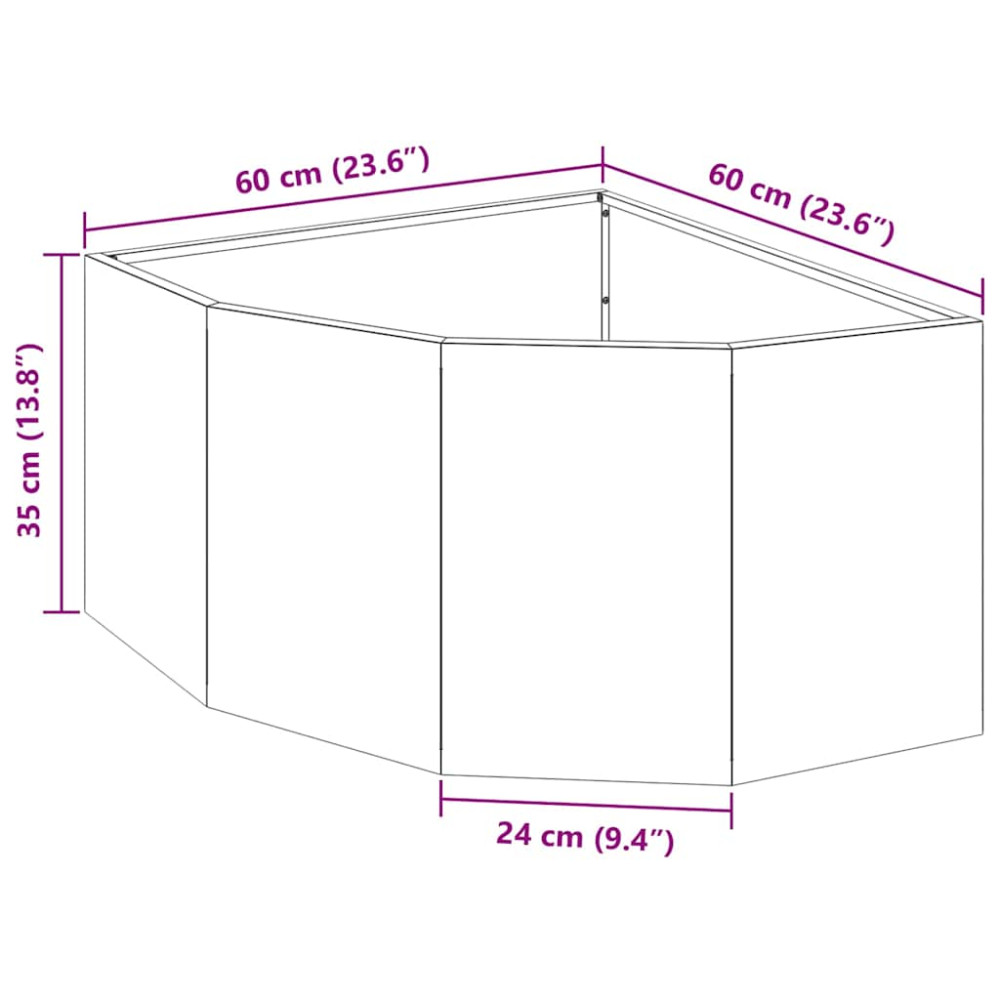 Produktbild för Hörnställning Silver 60 x 60 x 35 cm Rostfritt stål