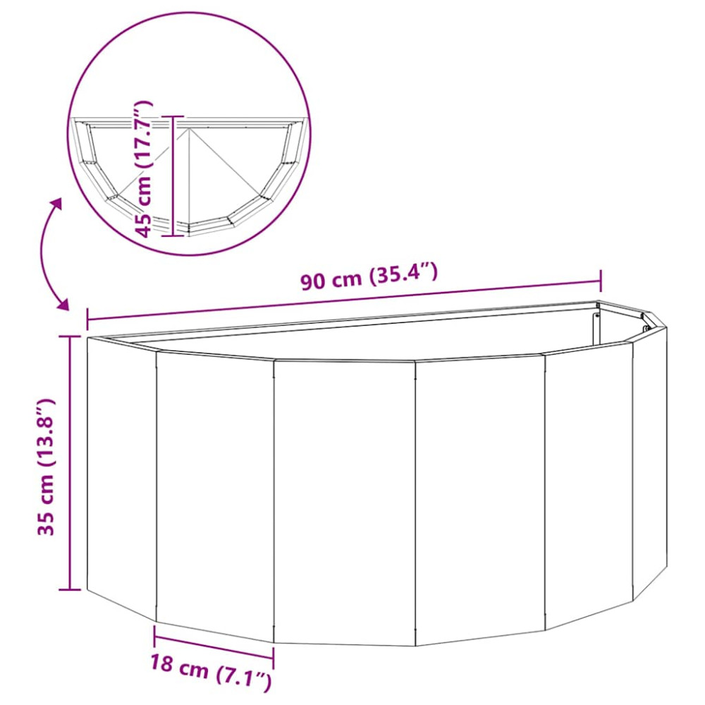 Produktbild för Planteringskärl Svart 90 x 45 x 35 cm Stål