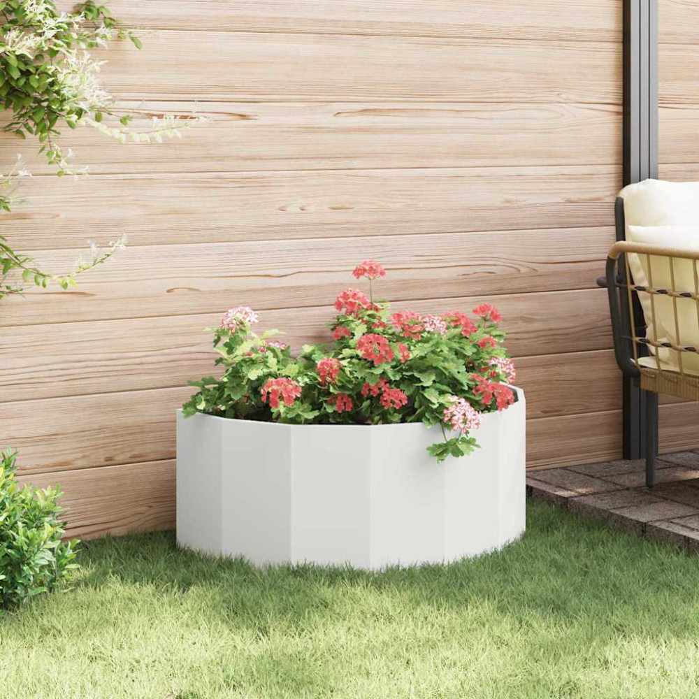 Produktbild för Planteringskärl Vit 90 x 45 x 35 cm Stål