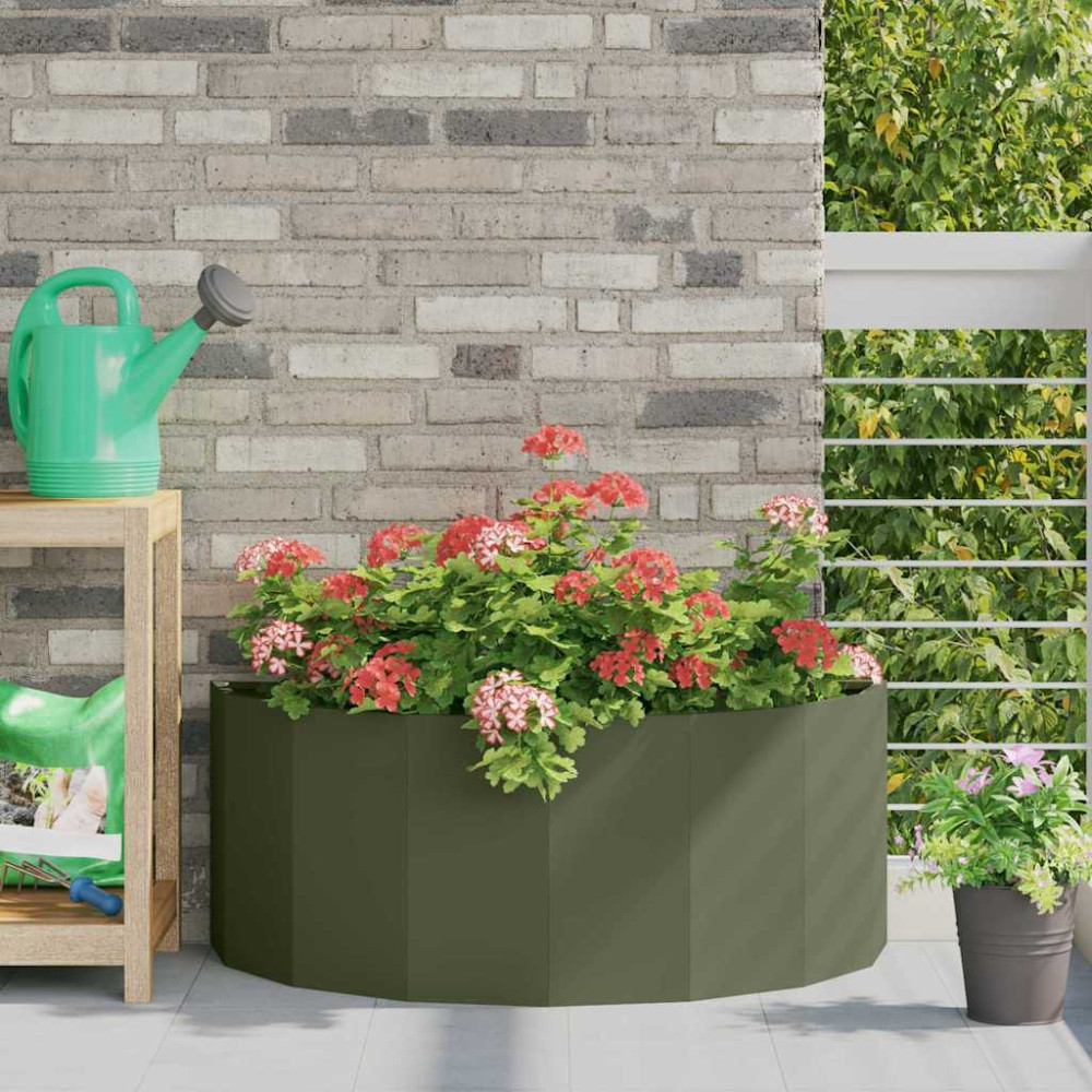 Produktbild för Planteringskärl Olivgrön 90 x 45 x 35 cm Stål