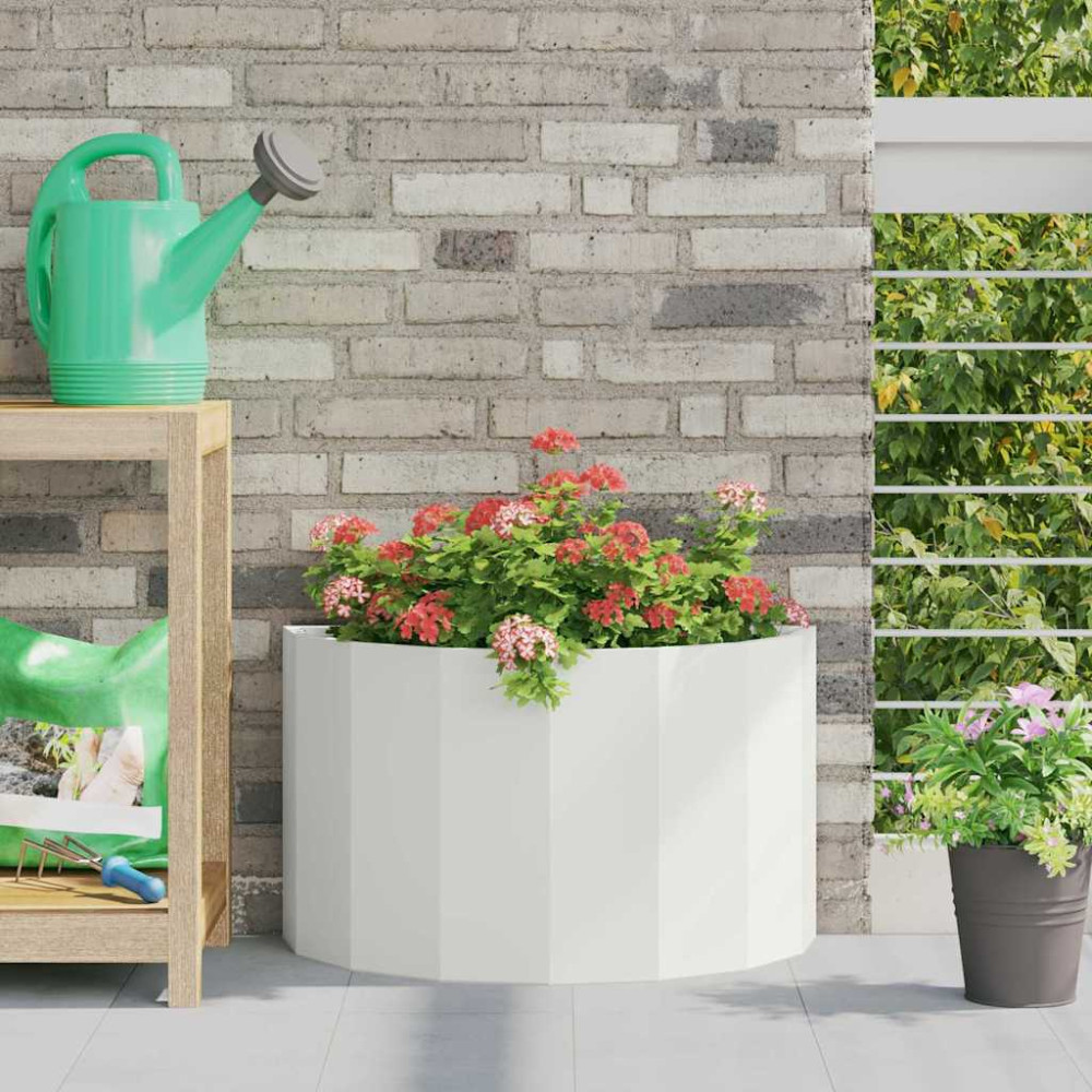 Produktbild för Planteringskärl Vit 60 x 30 x 35 cm Stål