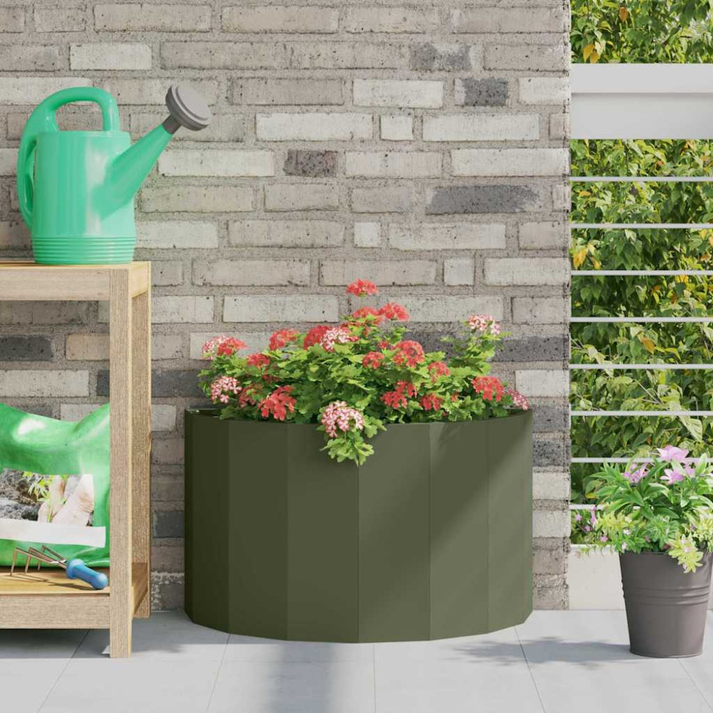Produktbild för Planteringskärl Olivgrön 60 x 30 x 35 cm Stål