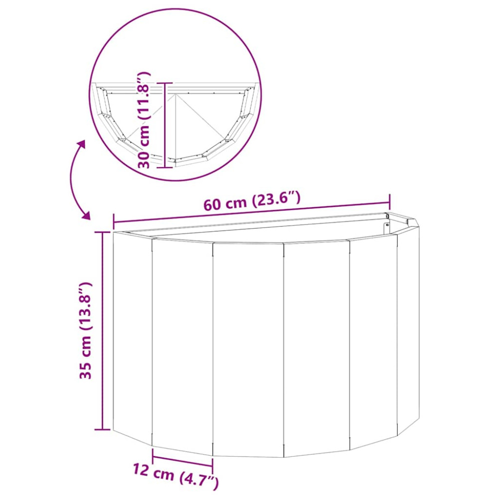Produktbild för Planteringskärl Olivgrön 60 x 30 x 35 cm Stål