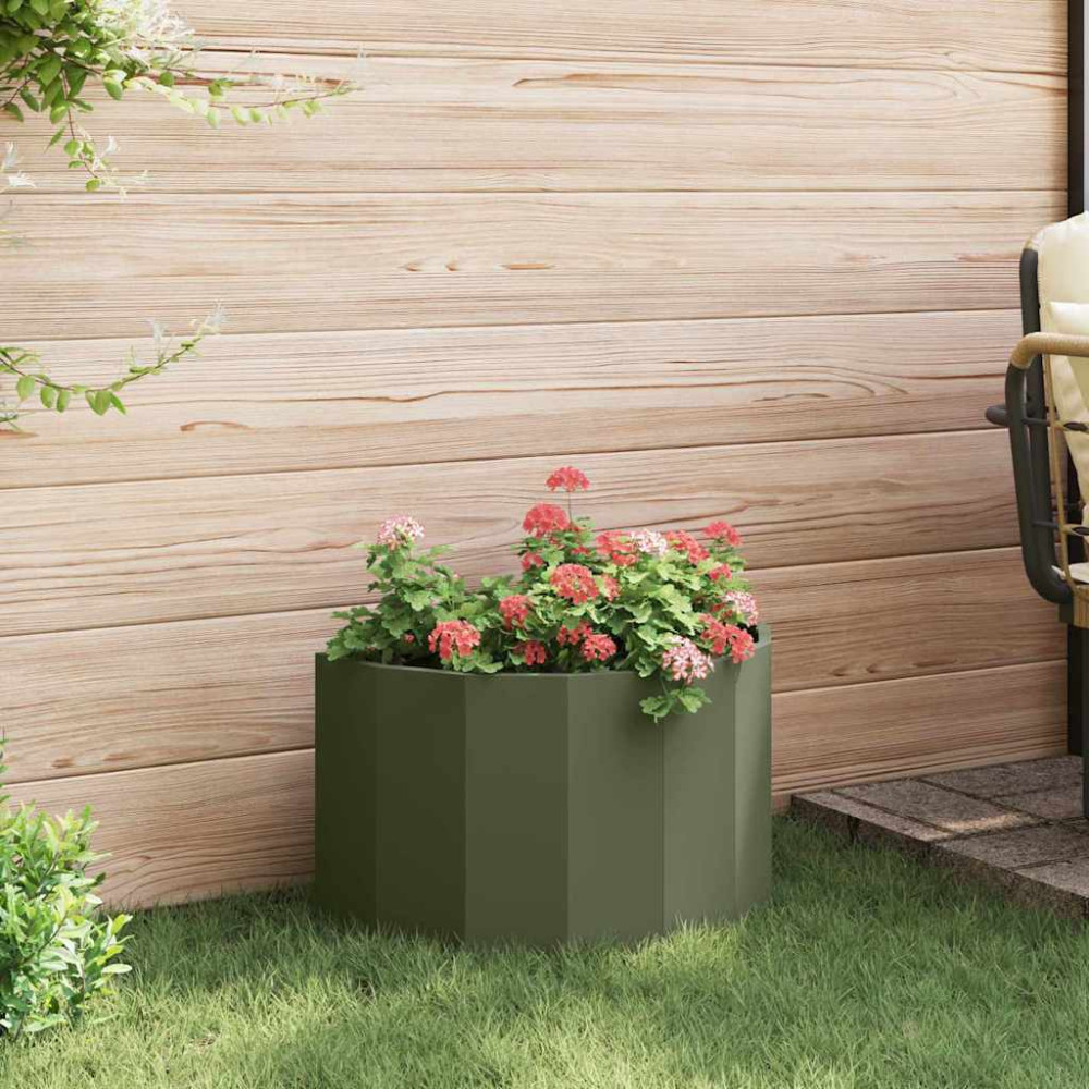 Produktbild för Planteringskärl Olivgrön 60 x 30 x 35 cm Stål