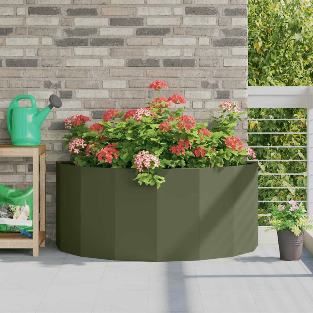 Produktbild för Planteringskärl Olivgrön 120 x 60 x 50 cm Stål