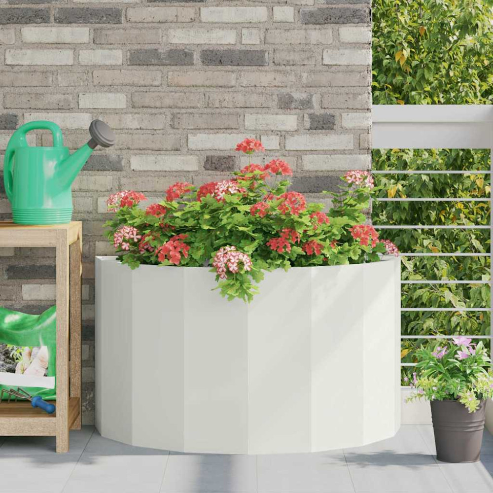 Produktbild för Planteringskärl Vit 90 x 45 x 50 cm Stål