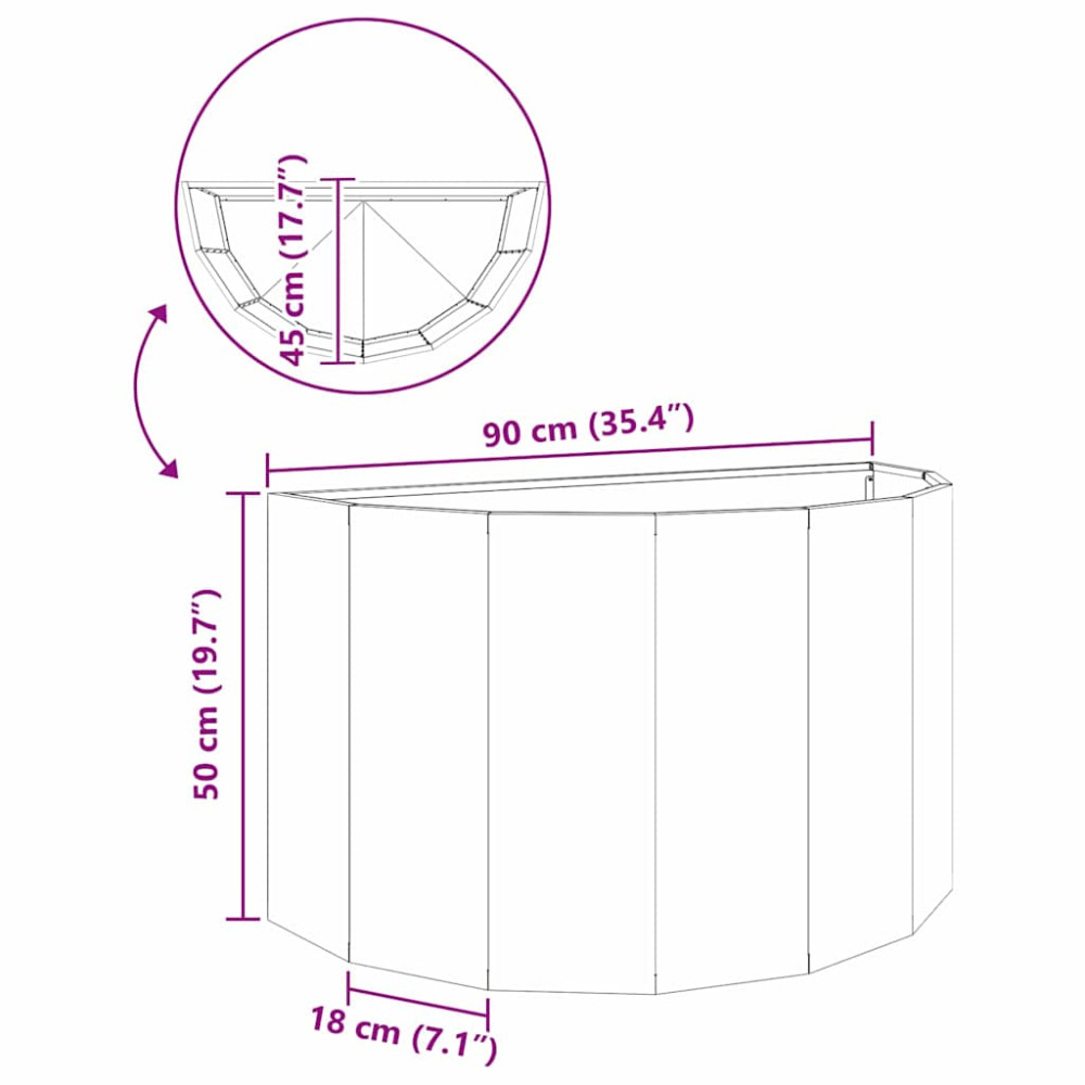 Produktbild för Planteringskärl Vit 90 x 45 x 50 cm Stål
