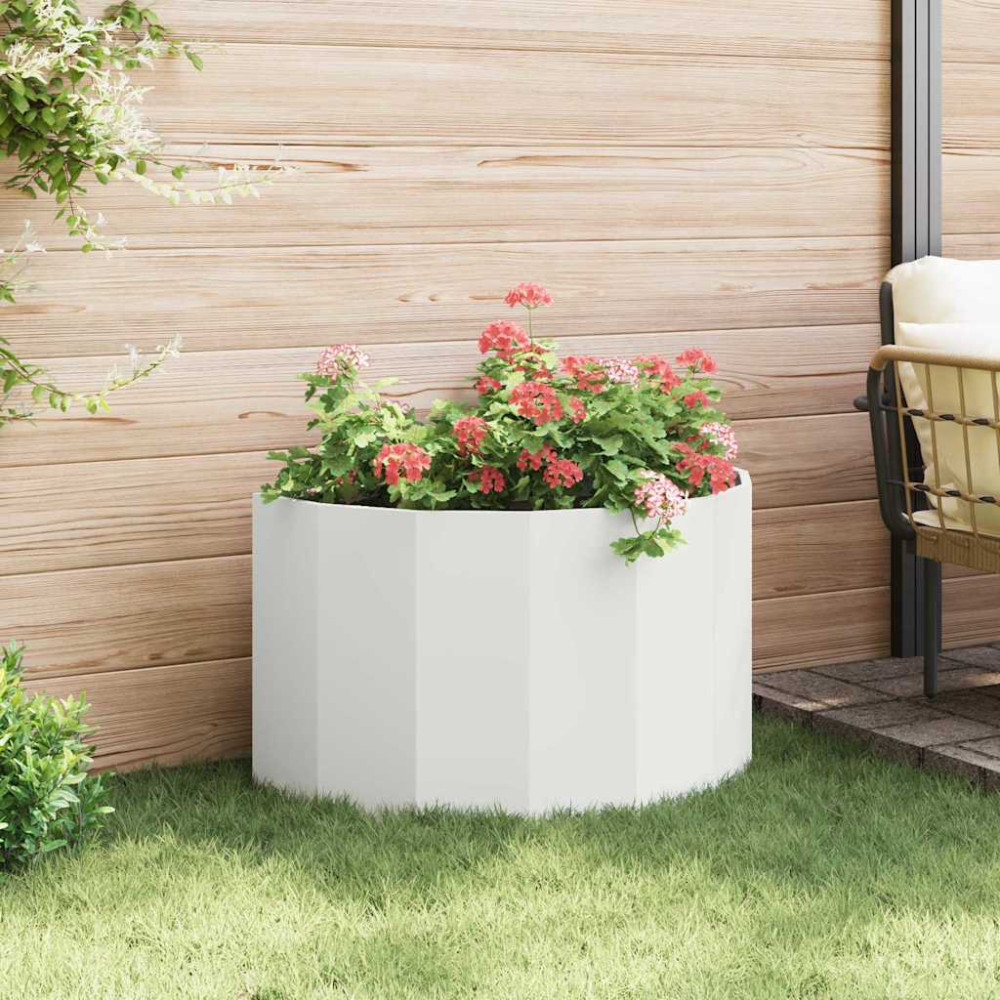 Produktbild för Planteringskärl Vit 90 x 45 x 50 cm Stål