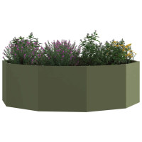 Produktbild för Planteringskärl Olivgrön 120 x 120 x 35 cm Stål