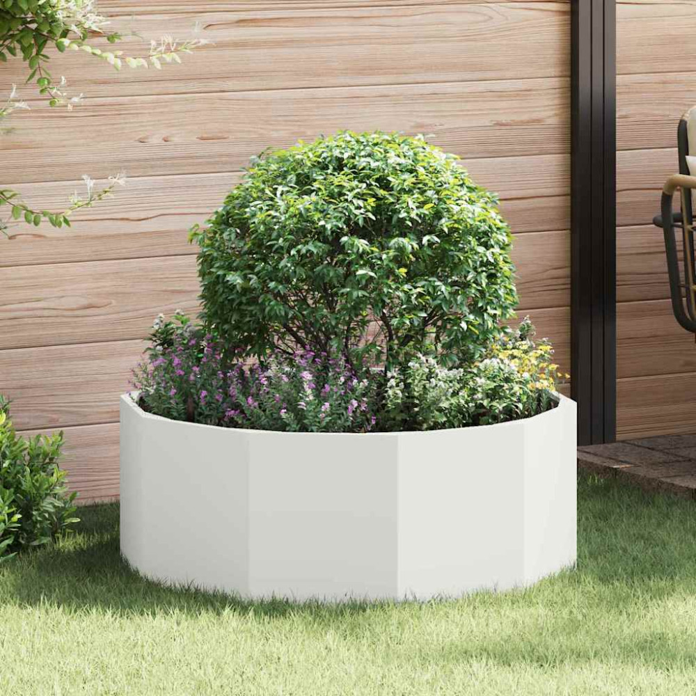 Produktbild för Planteringskärl Vit 90 x 90 x 35 cm Stål
