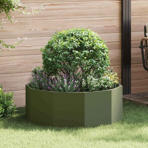 vidaXL Planteringskärl Olivgrön 90 x 90 x 35 cm Stål