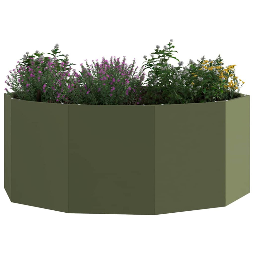 Produktbild för Planteringskärl Olivgrön 90 x 90 x 35 cm Stål