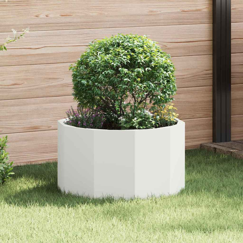 Produktbild för Planteringskärl Vit 60 x 60 x 35 cm Stål