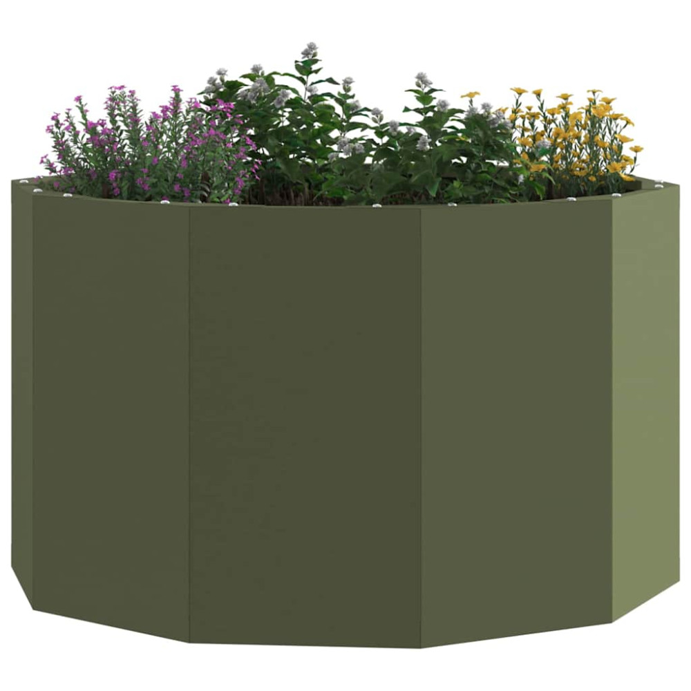 Produktbild för Planteringskärl Olivgrön 60 x 60 x 35 cm Stål
