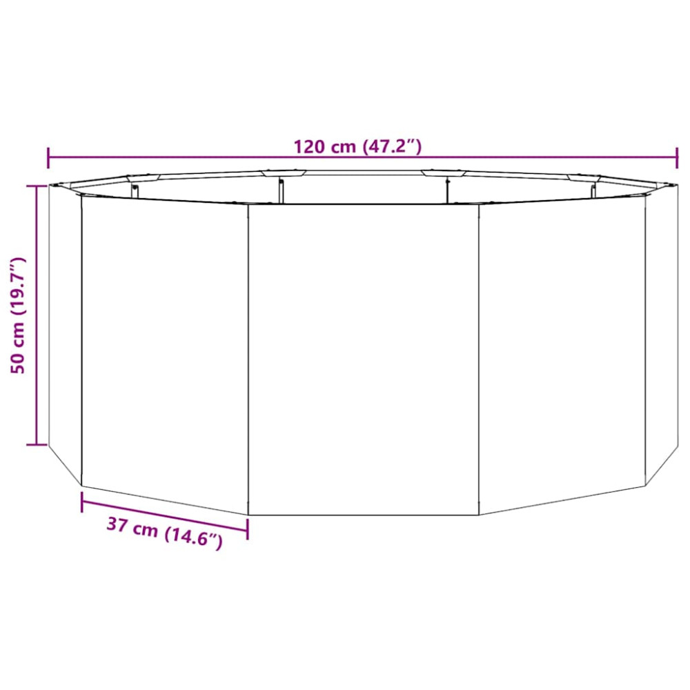 Produktbild för Planteringskärl Svart 120 x 120 x 50 cm Stål