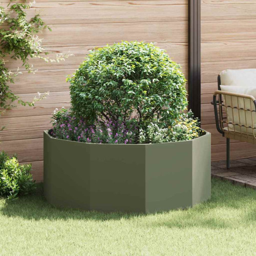 vidaXL Planteringskärl Olivgrön 120 x 120 x 50 cm Stål