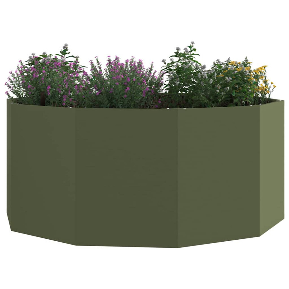 Produktbild för Planteringskärl Olivgrön 120 x 120 x 50 cm Stål