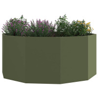 Produktbild för Planteringskärl Olivgrön 120 x 120 x 50 cm Stål