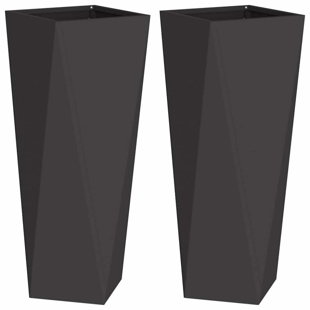 Produktbild för Planteringskärl 2 pcs Svart 30 x 30 x 75 cm Stål