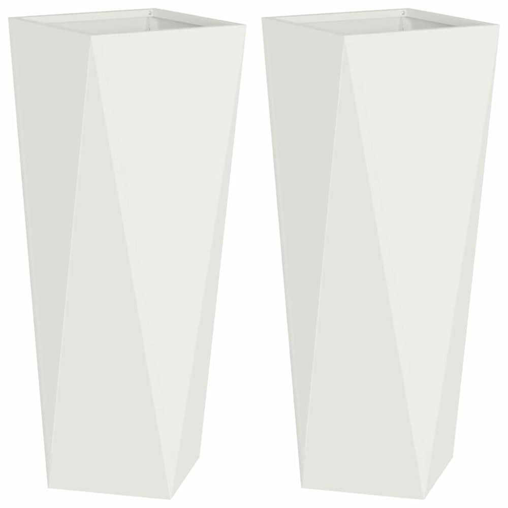 Produktbild för Planteringskärl 2 pcs Vit 30 x 30 x 75 cm Stål