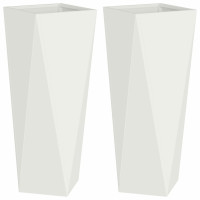 Produktbild för Planteringskärl 2 pcs Vit 30 x 30 x 75 cm Stål